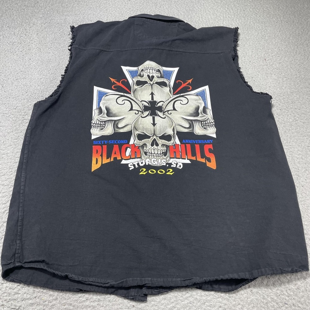 Vintage Biker‎ Design Shirt Mens 3XL Black Sturgis Black Hills Rally Cutoff
